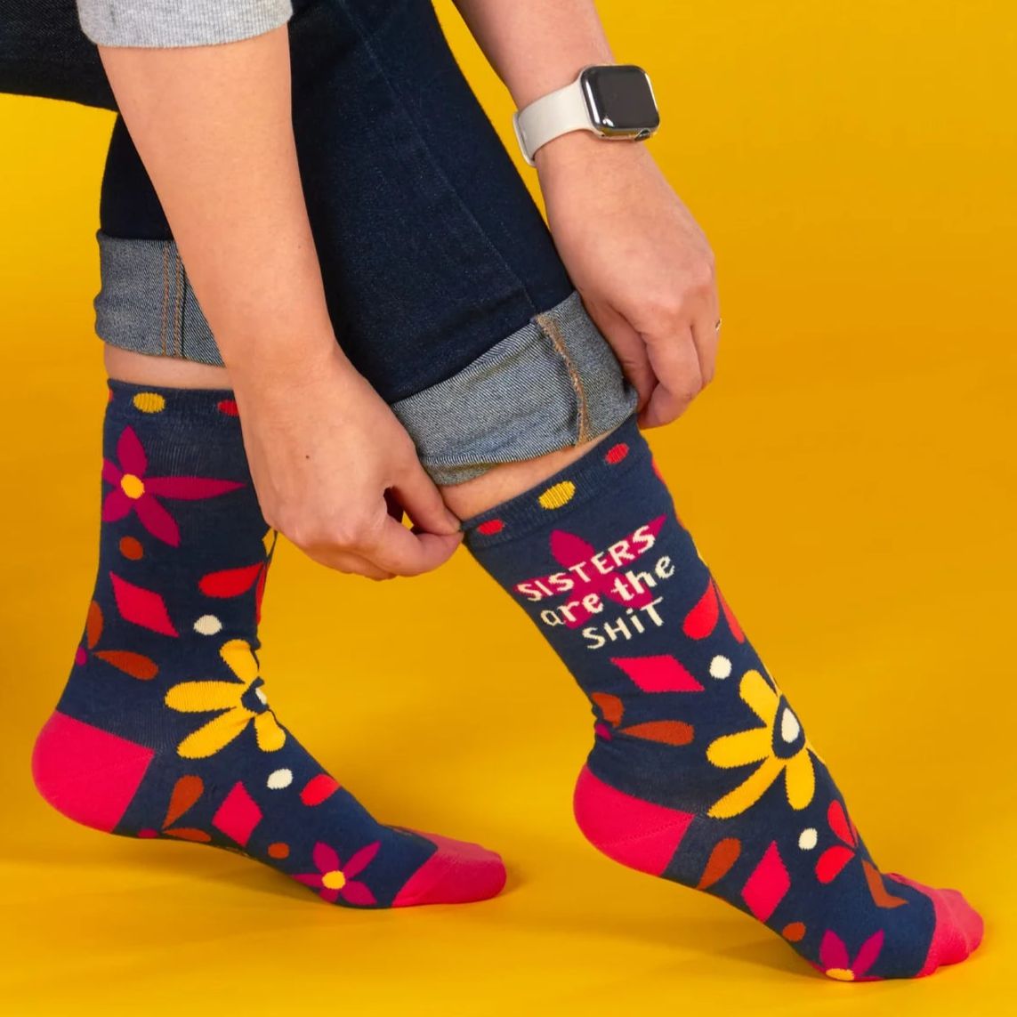 Sisters Are The Shit Women's Crew Socks | Novelty Funny Socks | BlueQ at GetBullish