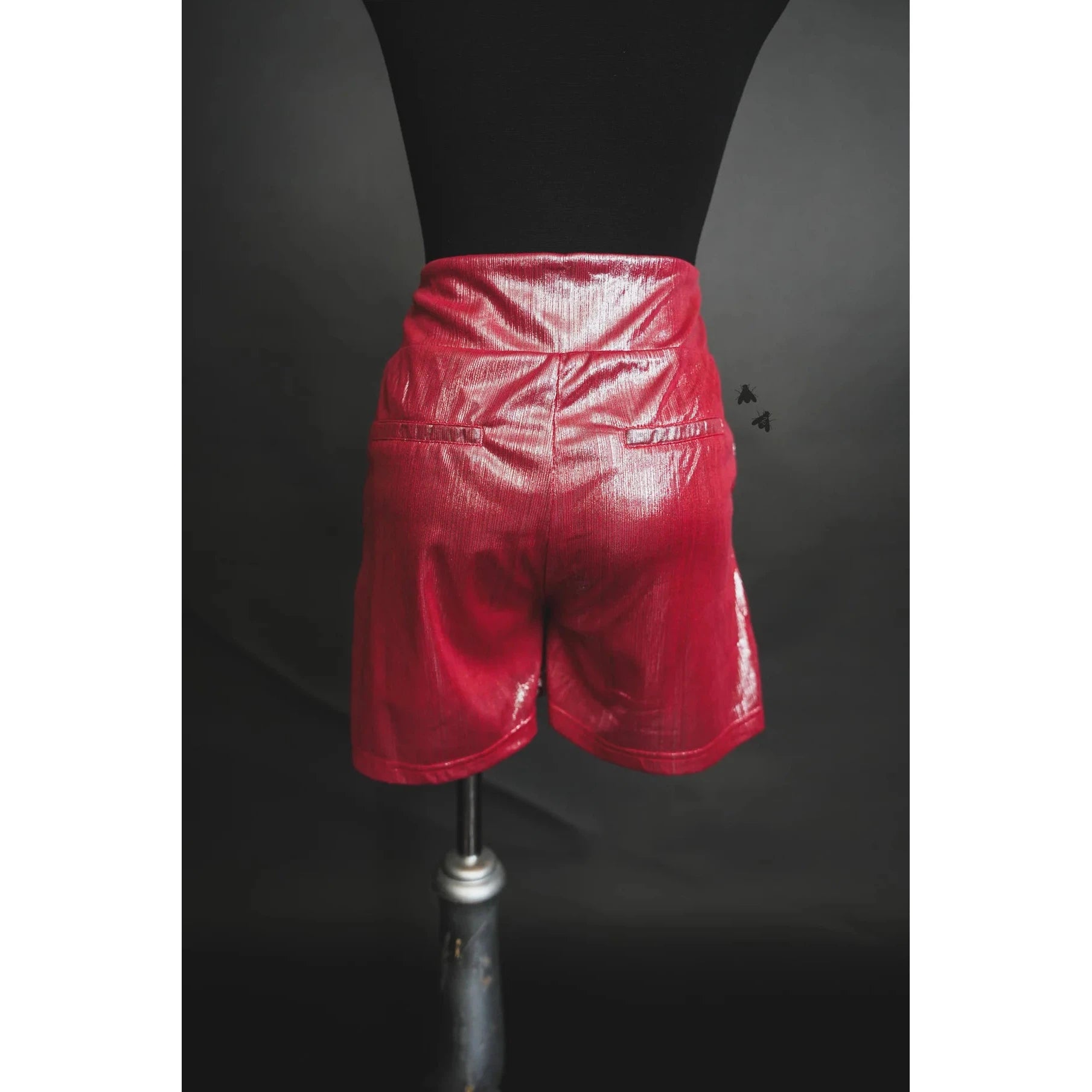 Shiny Short Firework in Red | Metallic Stretch Fabric [Size Options M-3X]