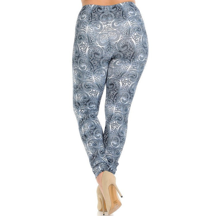 [Size SM, 1X-3X Remaining] Creamy Soft Swirling Crystal Glass Leggings Sizes 0-5X Plus Size Available