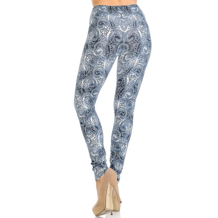 [Size SM, 1X-3X Remaining] Creamy Soft Swirling Crystal Glass Leggings Sizes 0-5X Plus Size Available