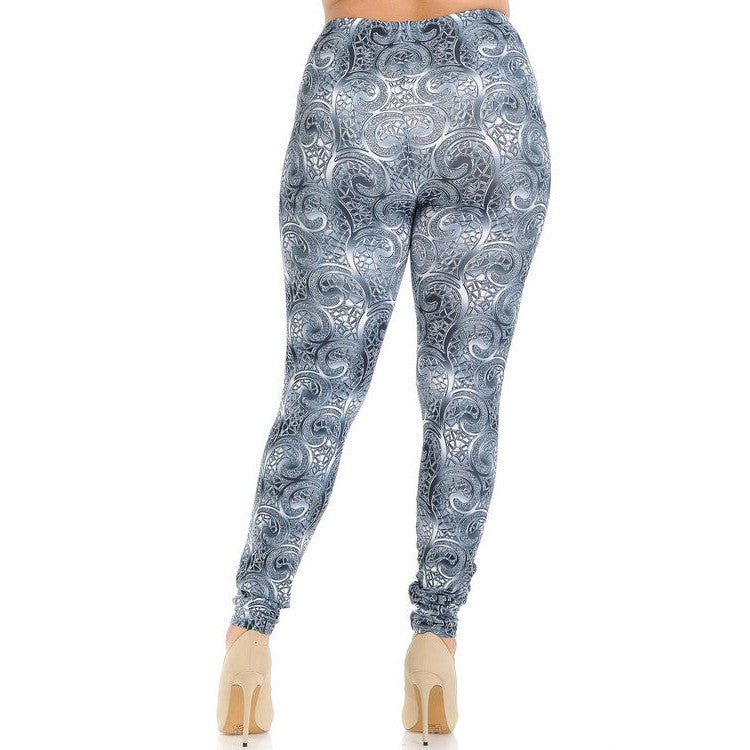[Size SM, 1X-3X Remaining] Creamy Soft Swirling Crystal Glass Leggings Sizes 0-5X Plus Size Available
