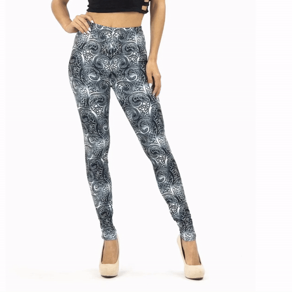 [Size SM, 1X-3X Remaining] Creamy Soft Swirling Crystal Glass Leggings Sizes 0-5X Plus Size Available