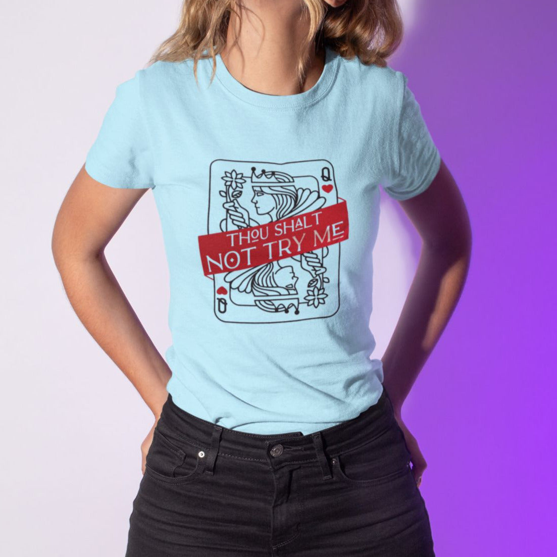 [Sizes Through 3X] Thou Shalt Not Try Me Unisex T-Shirt in Heather Ice Blue Size Small-3XL | Smartass & Sass at GetBullish