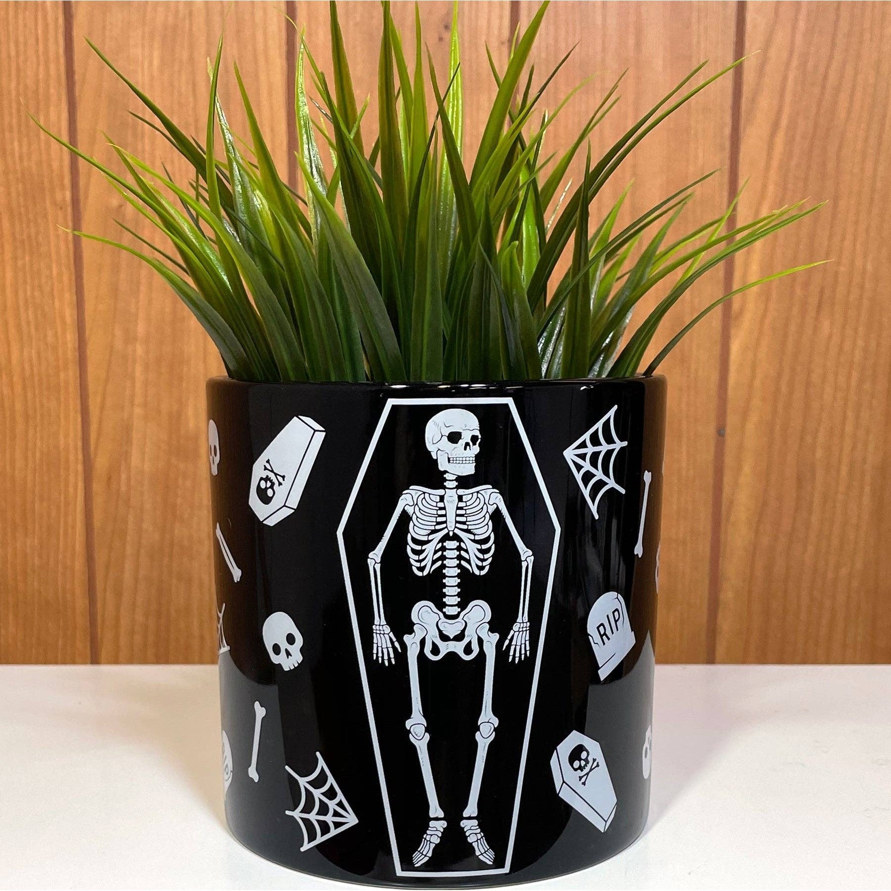 Skeleton Spooky Ceramic Plant Container | Flower Succulents Planter Pot