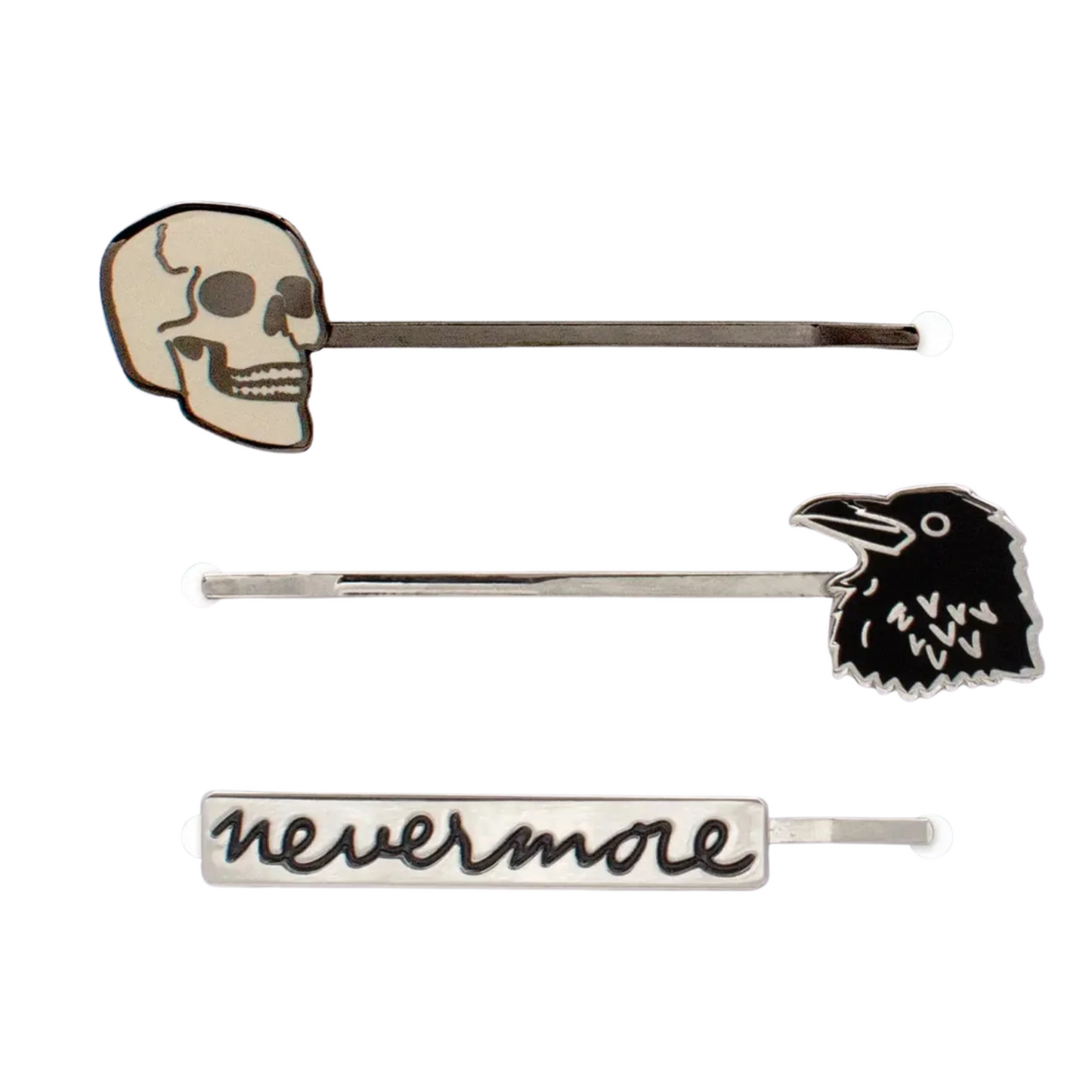 Skull, Nevermore Edgar Allan Poe Hair Pins | Set of 3