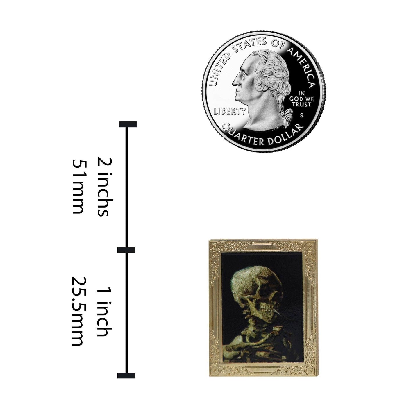 Skull of a Skeleton with Burning Cigarette by Van Gogh Art Frame Pin | Museum Enamel Lapel Pin-Real Sic-The Bullish Store