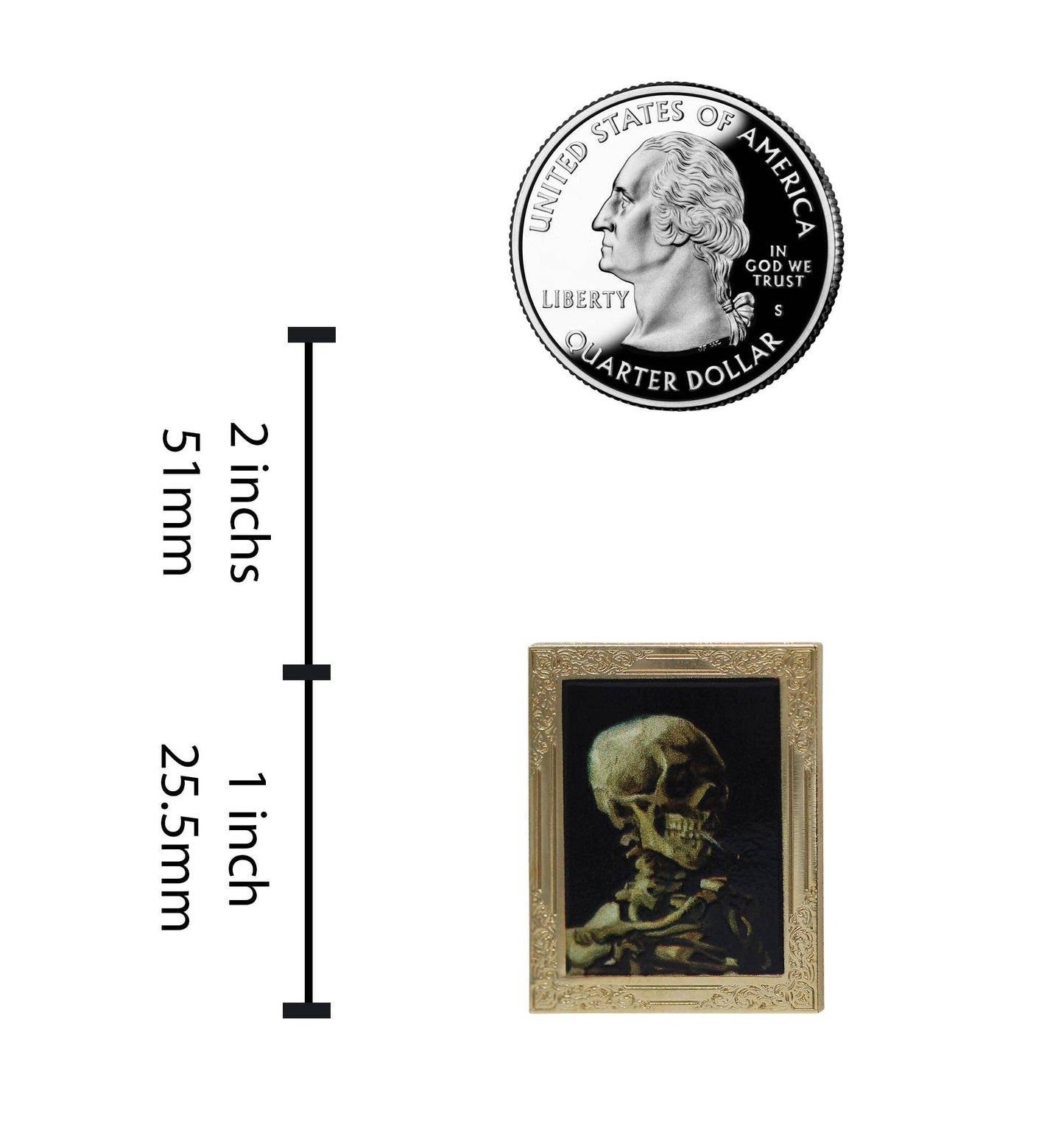 Skull of a Skeleton with Burning Cigarette by Van Gogh Art Frame Pin | Museum Enamel Lapel Pin