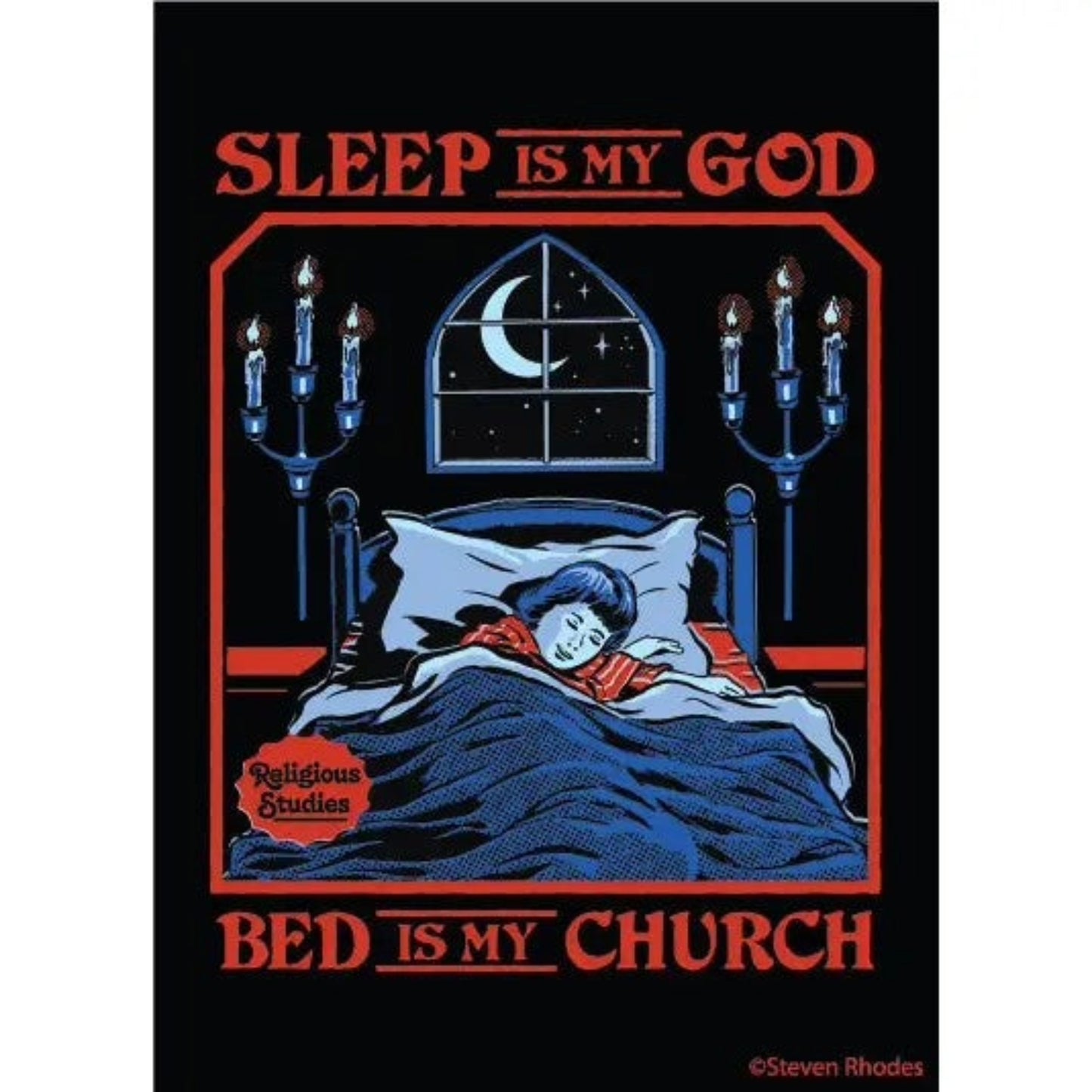 Sleep Is My God, Bed Is My Church. Religious Studies Rectangular Magnet | Refrigerator Magnetic Surface Decor-Ephemera-The Bullish Store