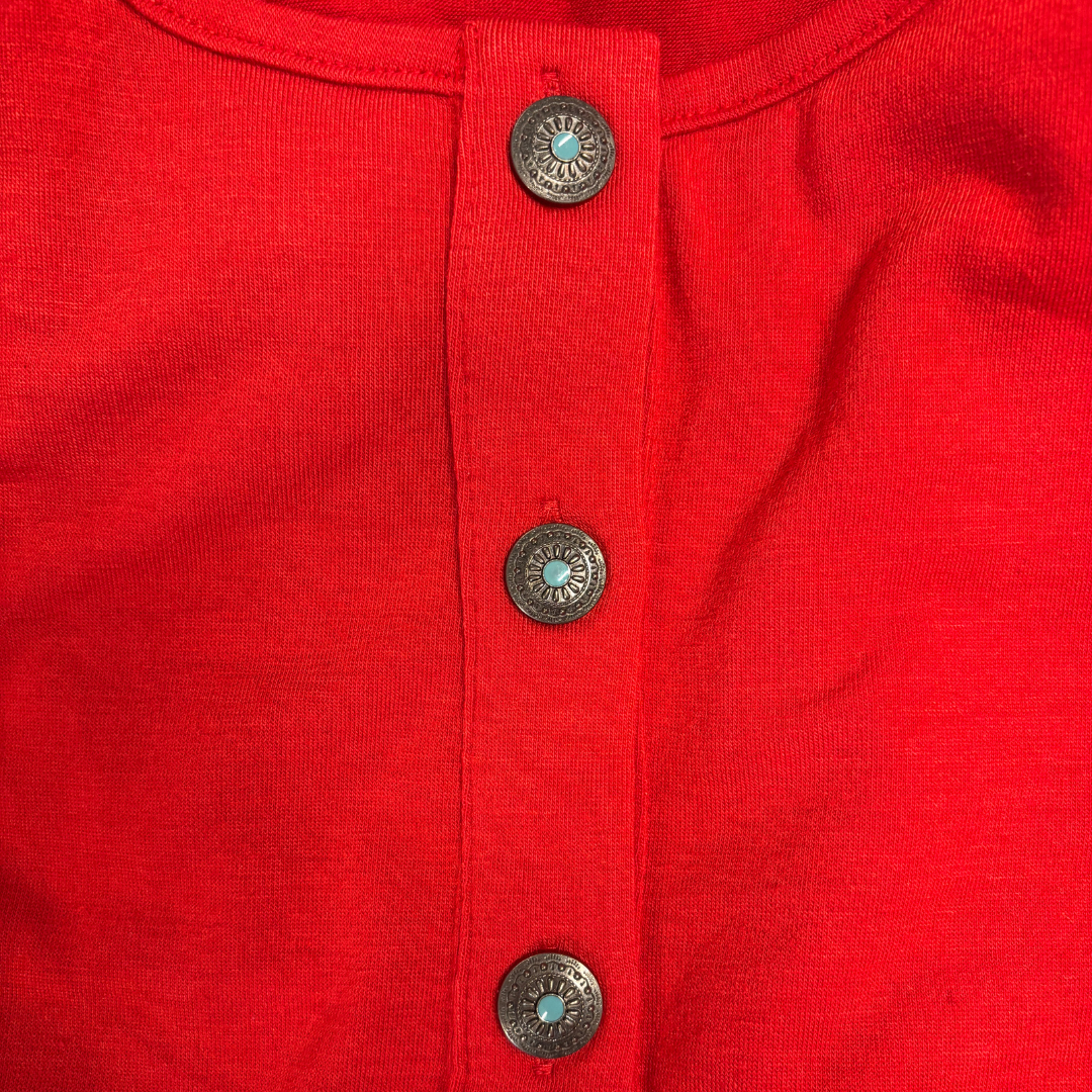 Sleeveless Henley Bodysuit with Embellished Western Buttons