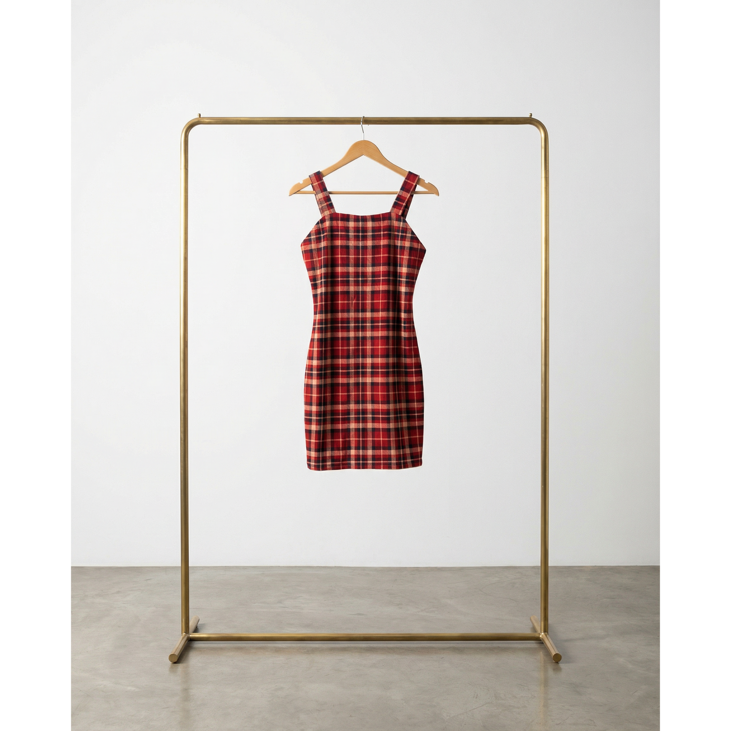 Sleeveless Strappy Plaid Mini Dress in Pomegranate | Red Check Mini Dress | Trendy Women’s Dress (SM–XL)