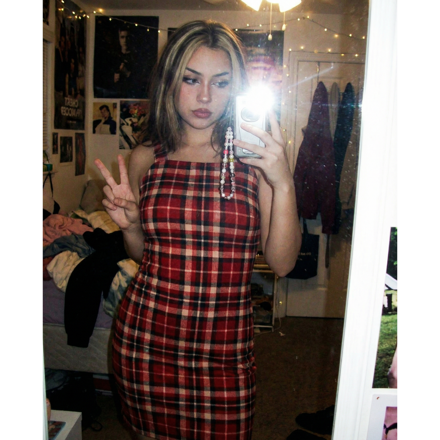 Sleeveless Strappy Plaid Mini Dress in Pomegranate | Red Check Mini Dress | Trendy Women’s Dress (SM–XL)