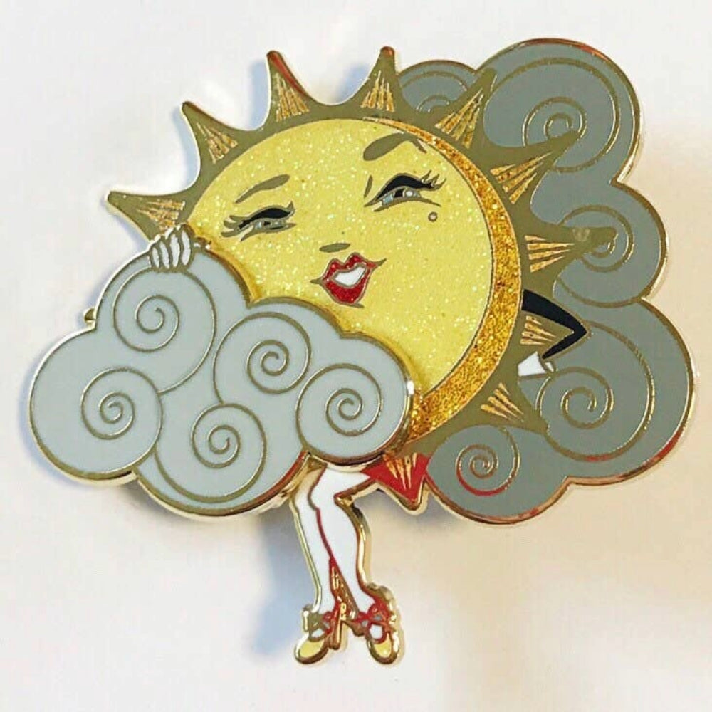 Sliding Cloud Sun Teaser Enamel Pin | Movable Cloud-Kitschy Delish-The Bullish Store