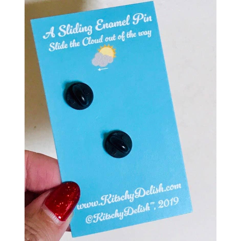 Sliding Cloud Sun Teaser Enamel Pin | Movable Cloud-Kitschy Delish-The Bullish Store