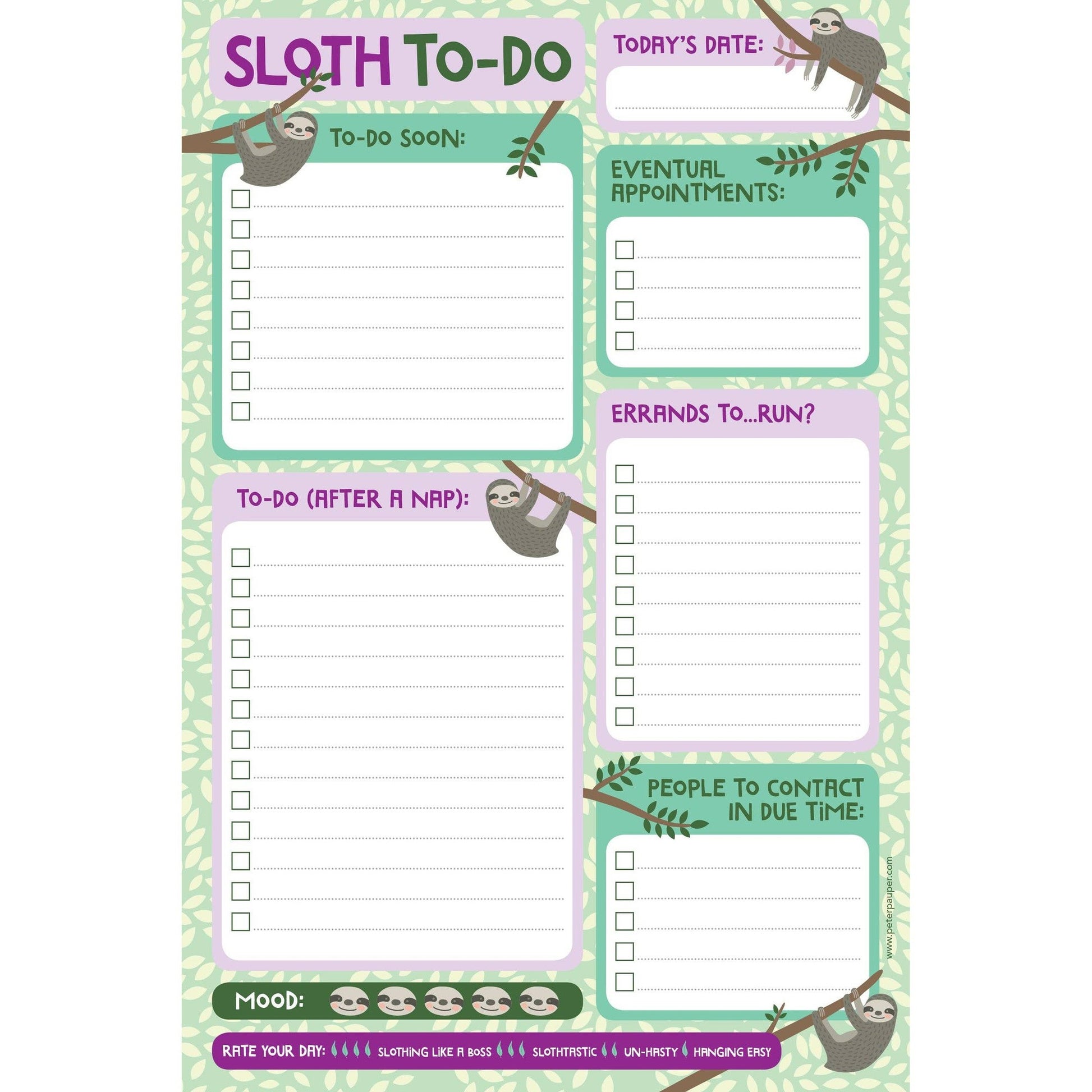 Sloth To Do ... After a Nap Note Pad | 60 Tearable Sheets 6" x 9" Large Stationery List Pad