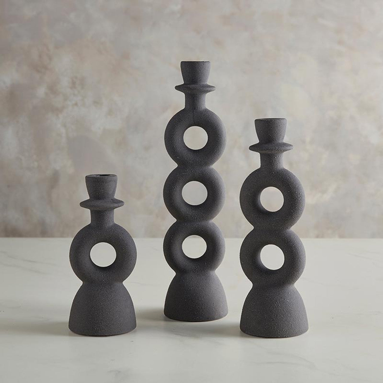 Small Abstract Candle Holder | Ceramic Taper Candle Stand | 3" x 7"