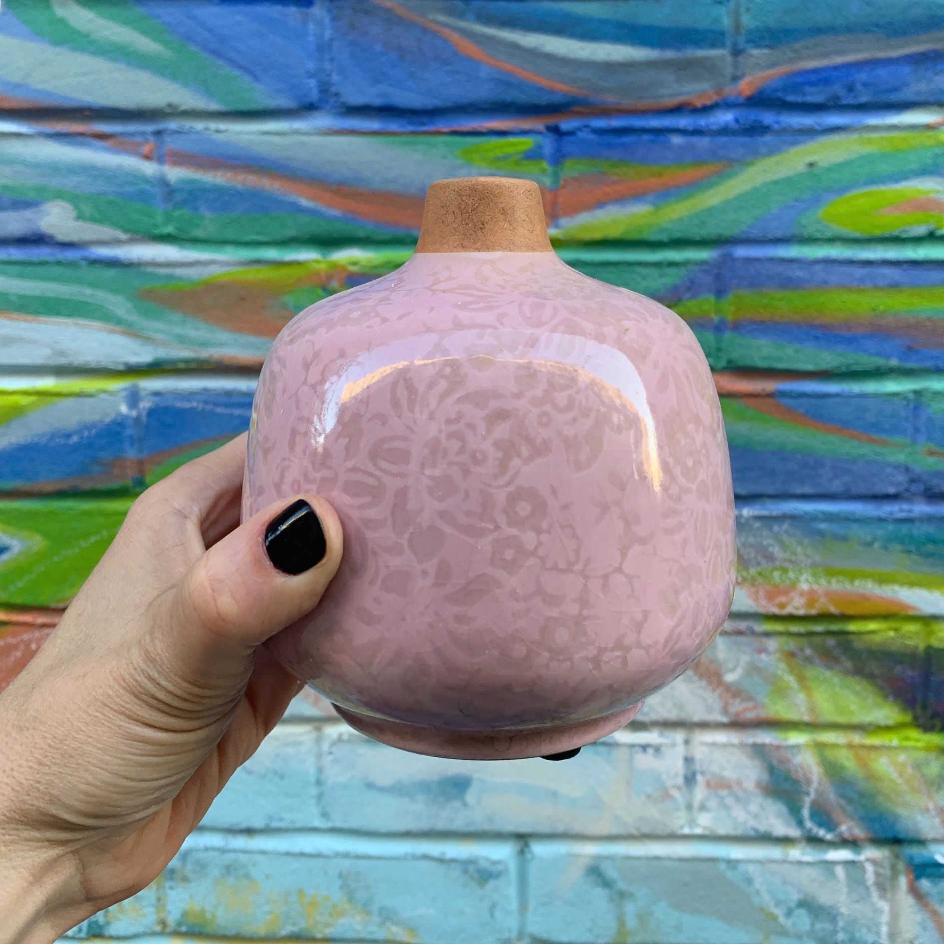 Small Ceramic Light Pink Bud Vase | Decorative Versatile Flower Pot | 4.52" x 4.92"