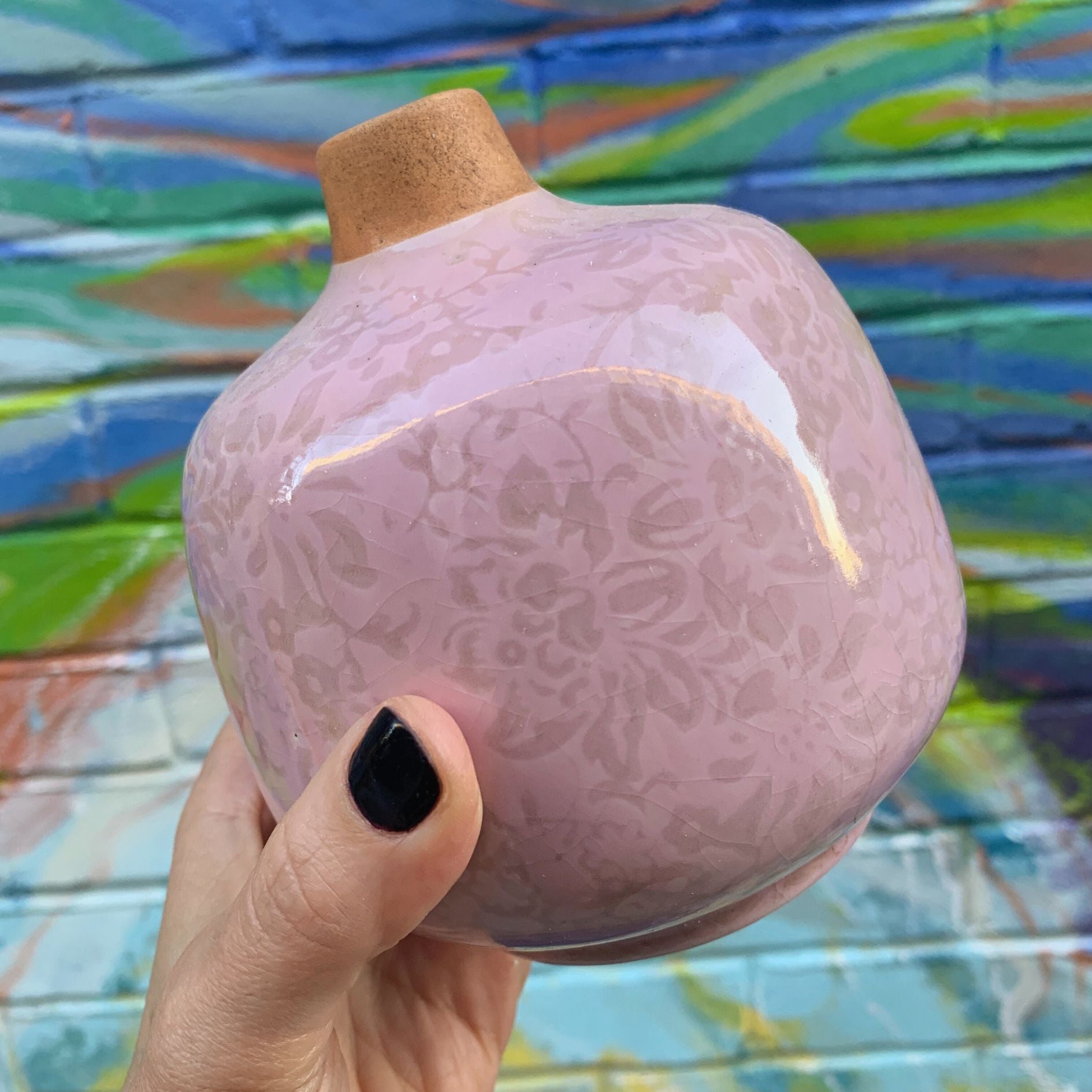 Small Ceramic Light Pink Bud Vase | Decorative Versatile Flower Pot | 4.52" x 4.92"