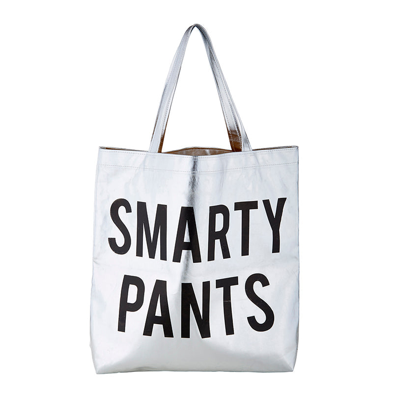 Smarty Pants Platinum Tote Bag in Metallic Silver