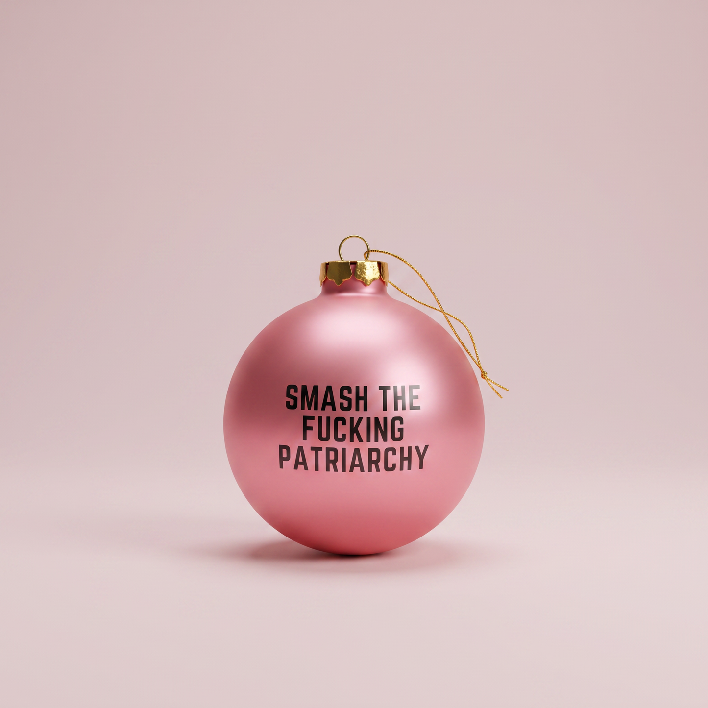 Smash the Fucking Patriarchy Blush Pink Holiday Ornament | Glass Christmas Ornament-GetBullish-The Bullish Store