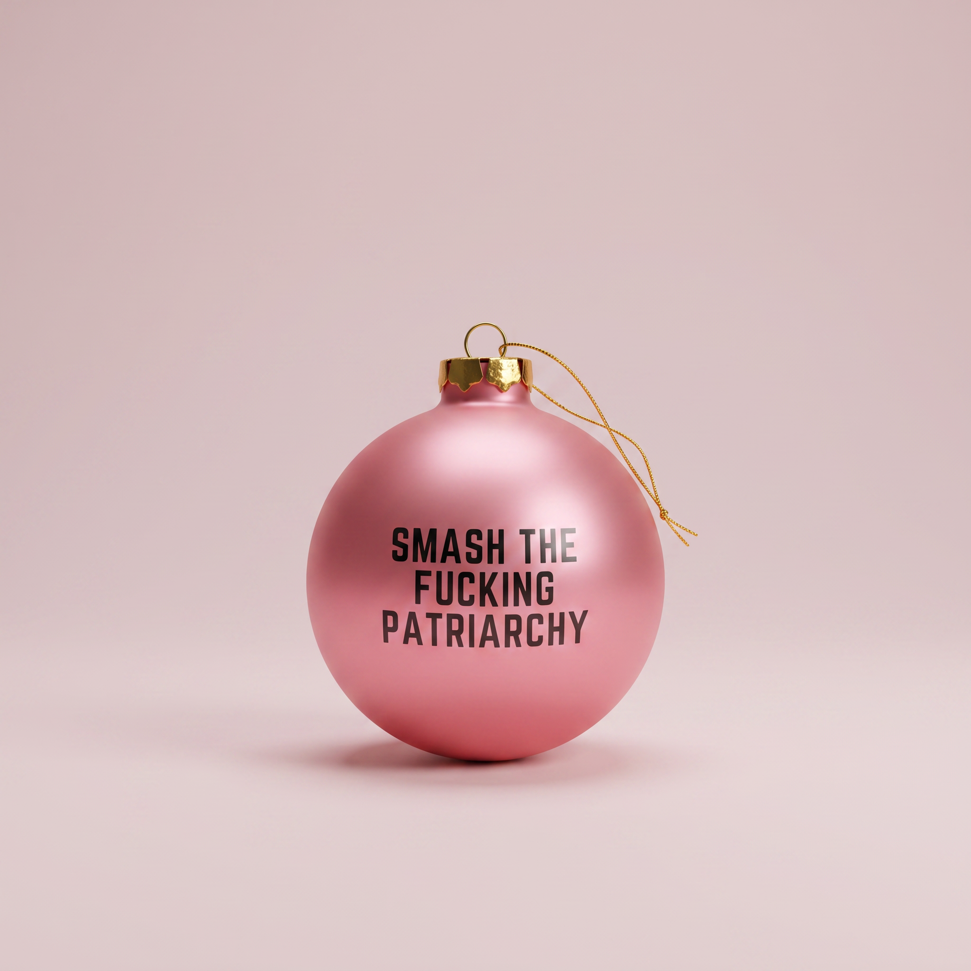 Smash the Fucking Patriarchy Blush Pink Holiday Ornament | Glass Christmas Ornament-GetBullish-The Bullish Store