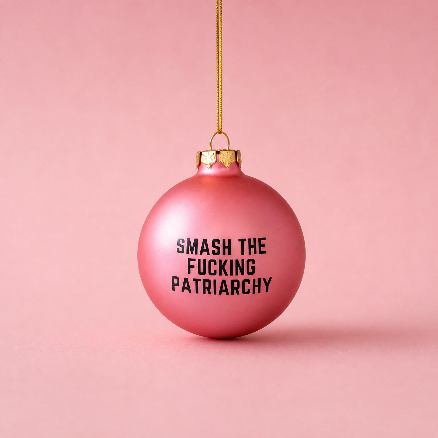 Smash the Fucking Patriarchy Blush Pink Holiday Ornament | Glass Christmas Ornament-GetBullish-The Bullish Store