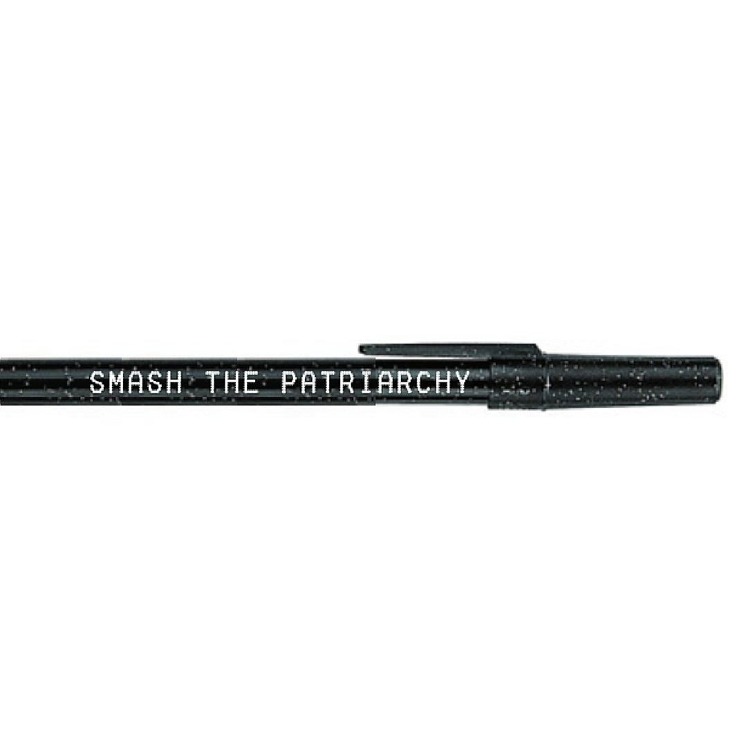 Smash the Patriarchy 6 Pens Black Sparkle Pen Pack