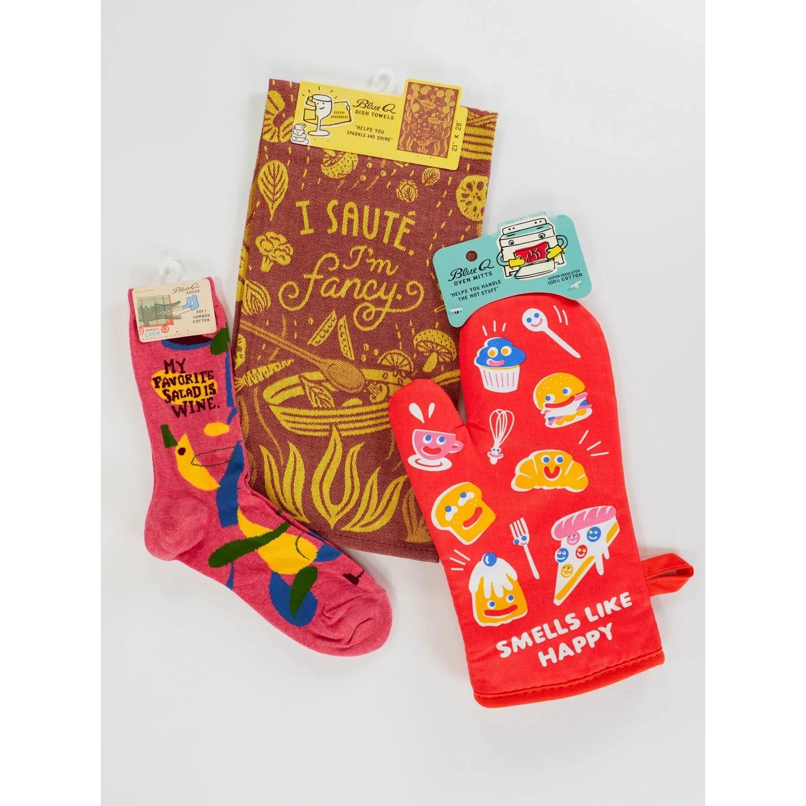 Smells Like Happy Thermal Oven Mitt in Red | Kitchen Thermal Single Pot Holder | BlueQ at GetBullish