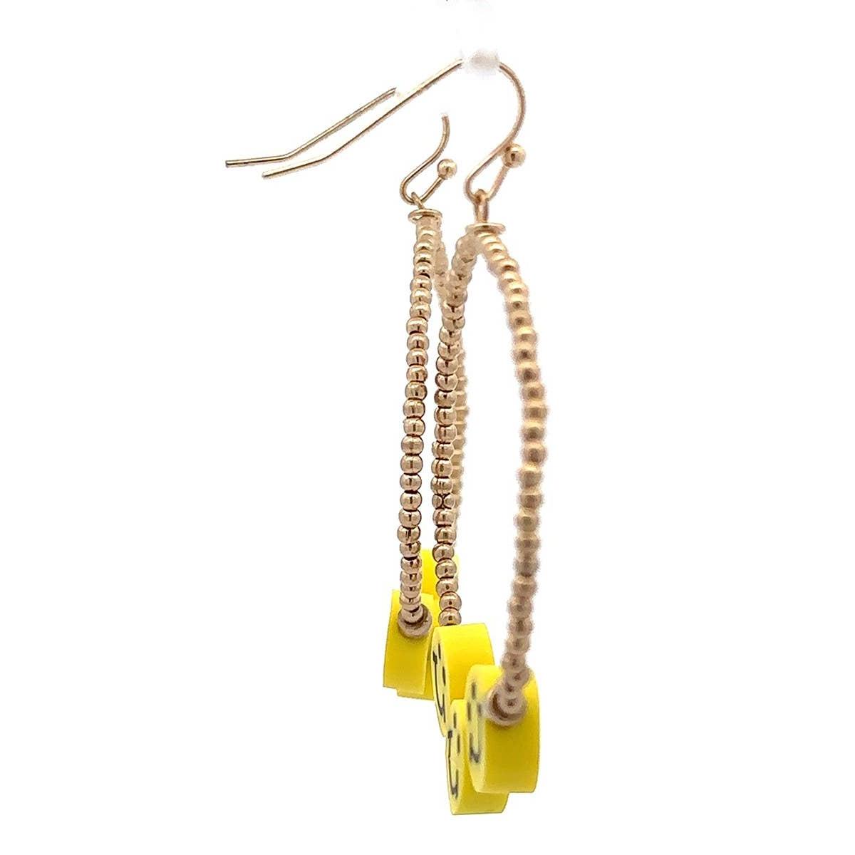 Smiley Face Hoop Earrings | Fun Colorful Statement Earrings | Multicolor or Yellow Options