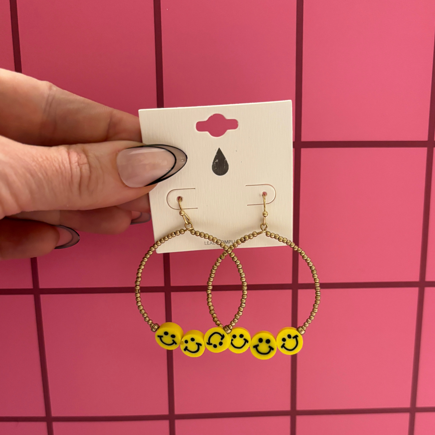 Smiley Face Hoop Earrings | Fun Colorful Statement Earrings | Multicolor or Yellow Options