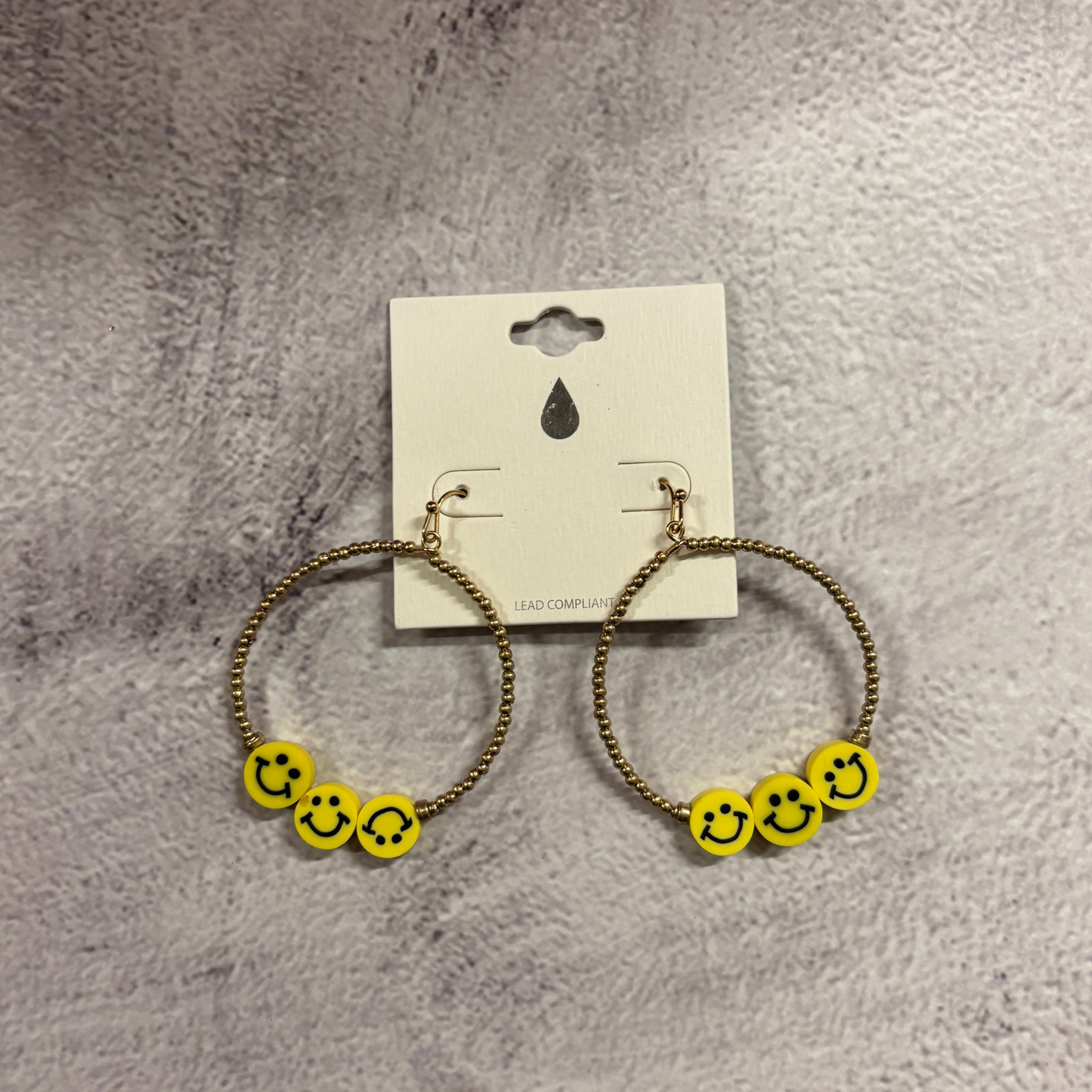 Smiley Face Hoop Earrings | Fun Colorful Statement Earrings | Multicolor or Yellow Options