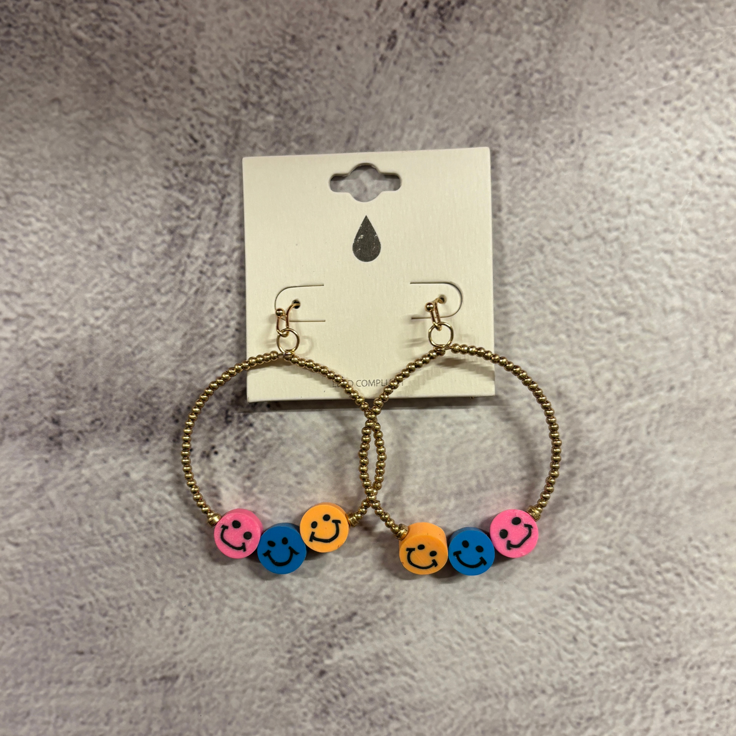 Smiley Face Hoop Earrings | Fun Colorful Statement Earrings | Multicolor or Yellow Options