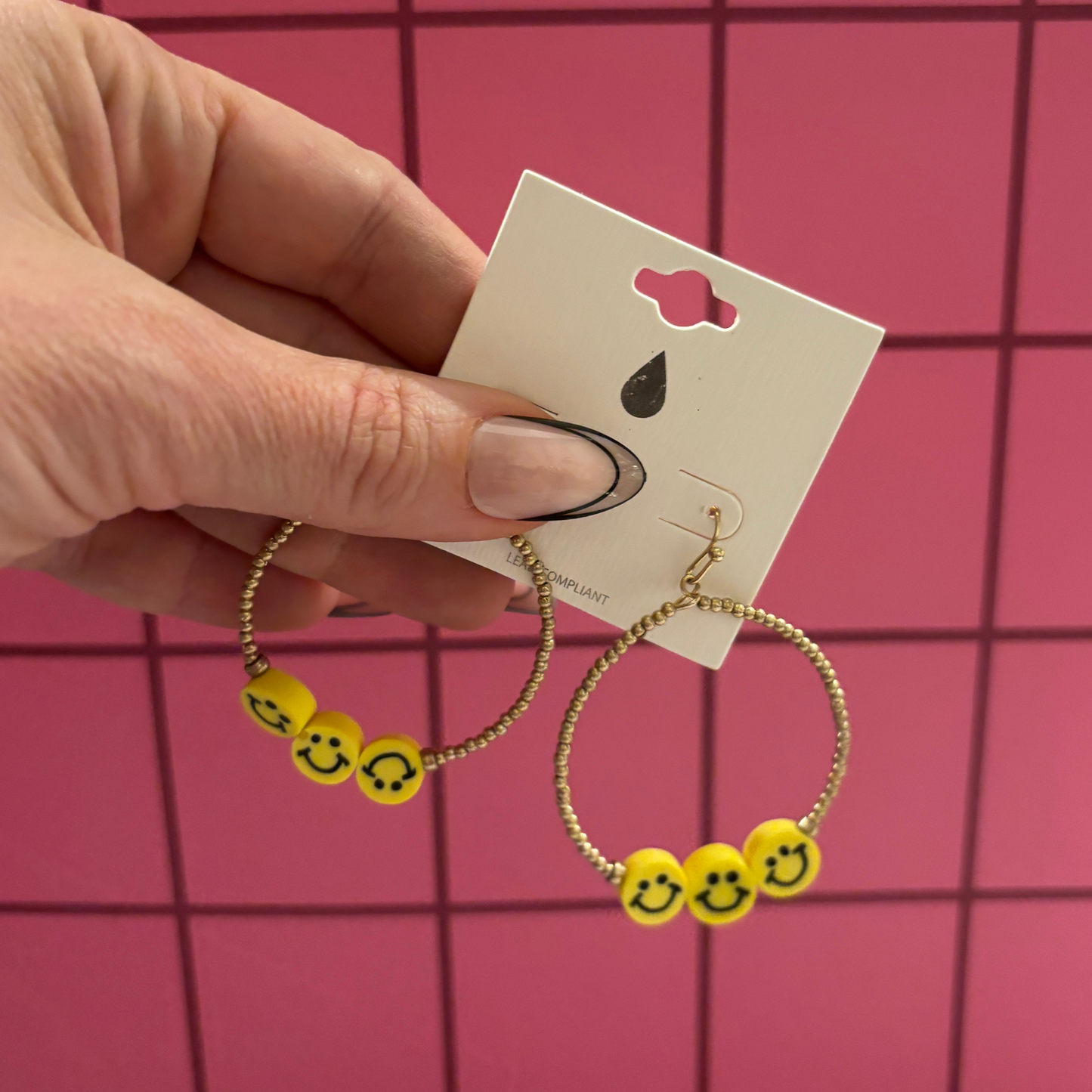 Smiley Face Hoop Earrings | Fun Colorful Statement Earrings | Multicolor or Yellow Options