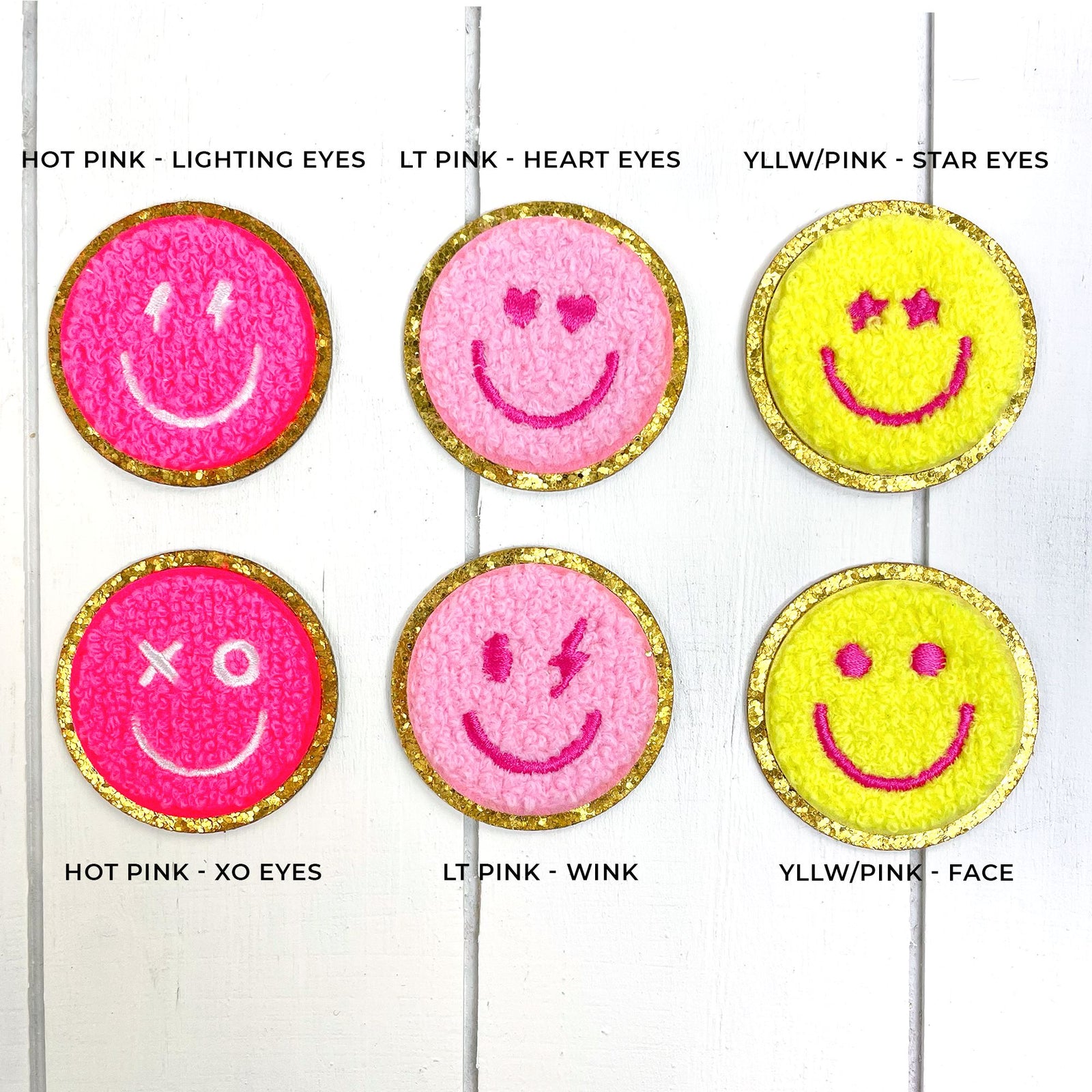 Smiley & Heart Icons Chenille Self-Adhesive Patches | Decorative DIY Stick On Patches