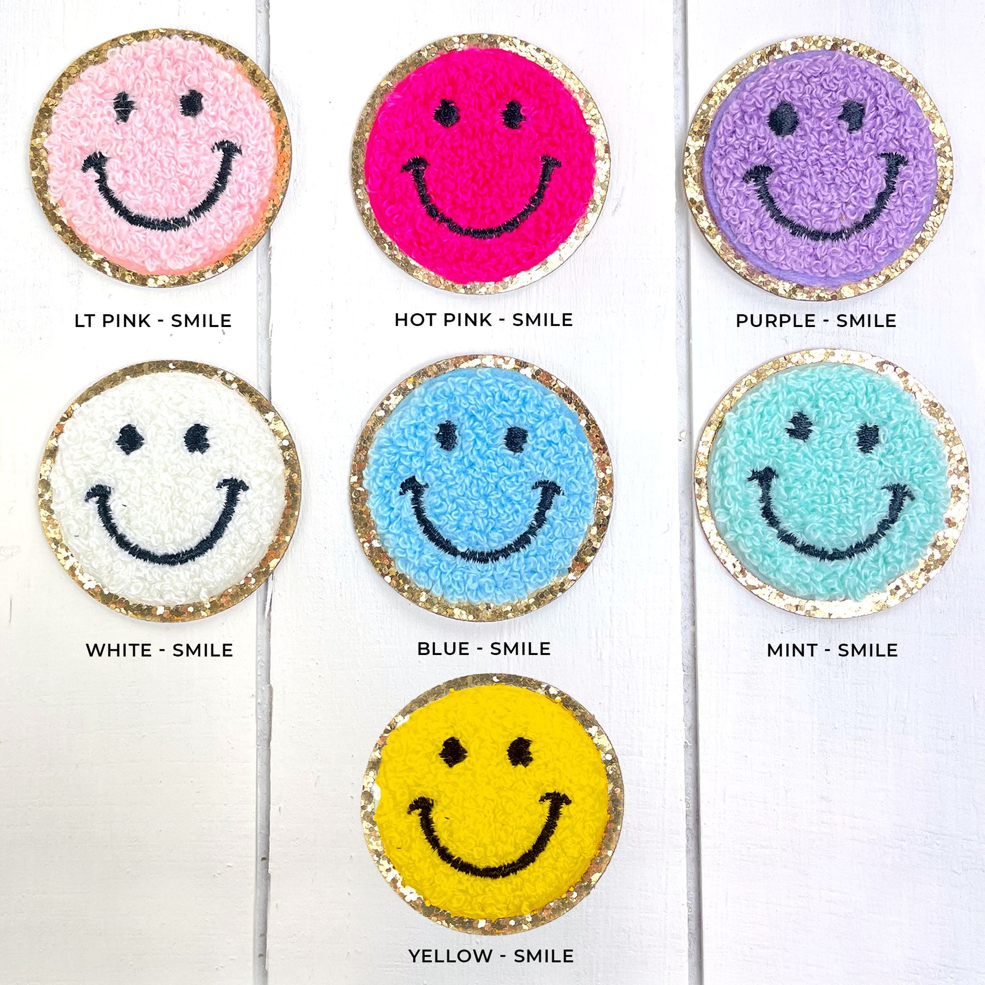 Smiley & Heart Icons Chenille Self-Adhesive Patches | Decorative DIY Stick On Patches