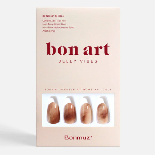 Smoked Mocha Press-On Nails – Soft Smoky Brown Swirl Nails | Short & Reusable