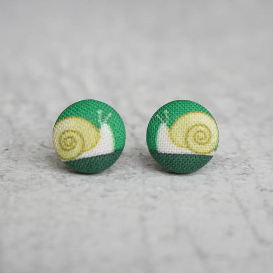 Snail Fabric Button Earrings | Handmade in the US
