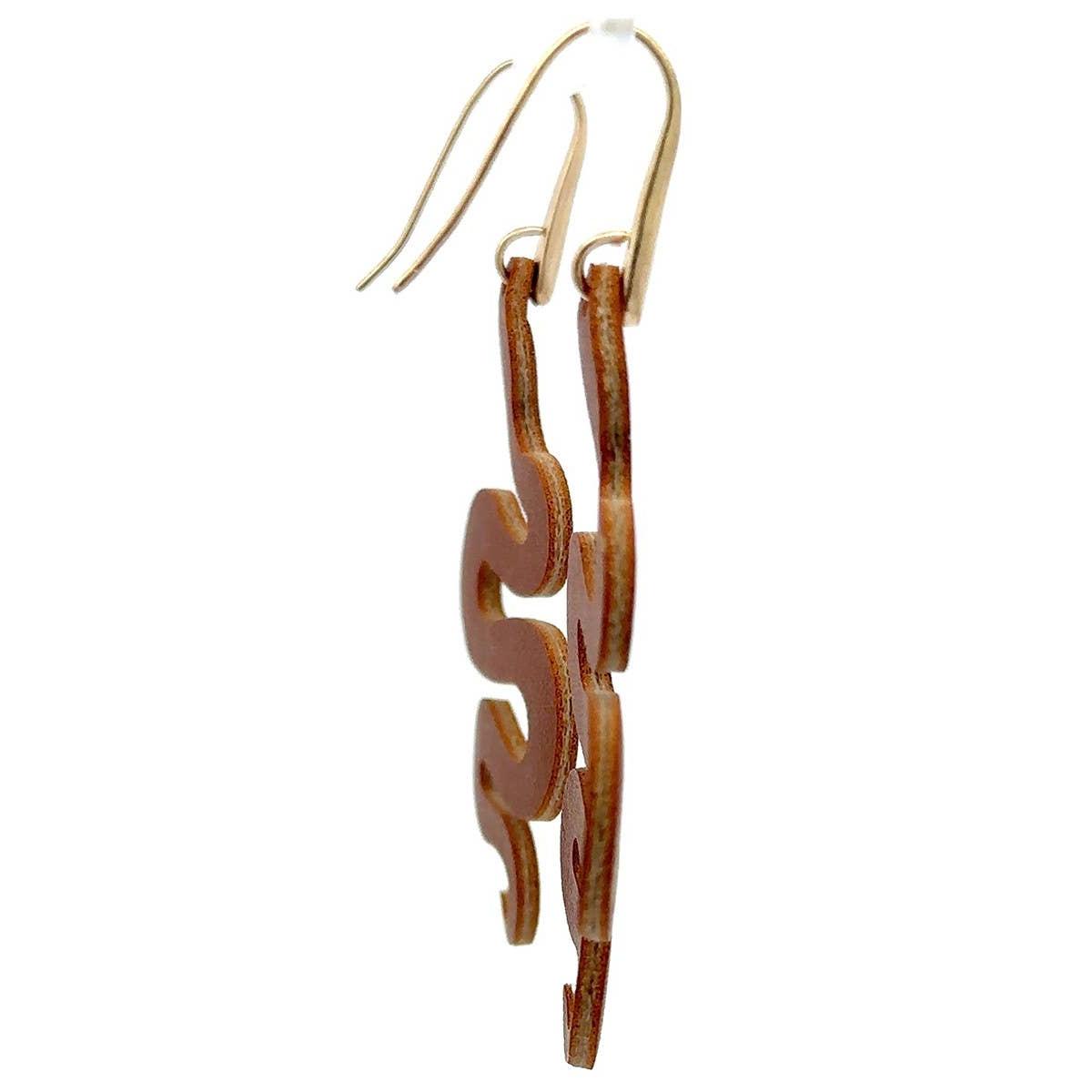 Snake Hook Dangle Statement Earrings | Brown and Jet Black Serpent Earrings