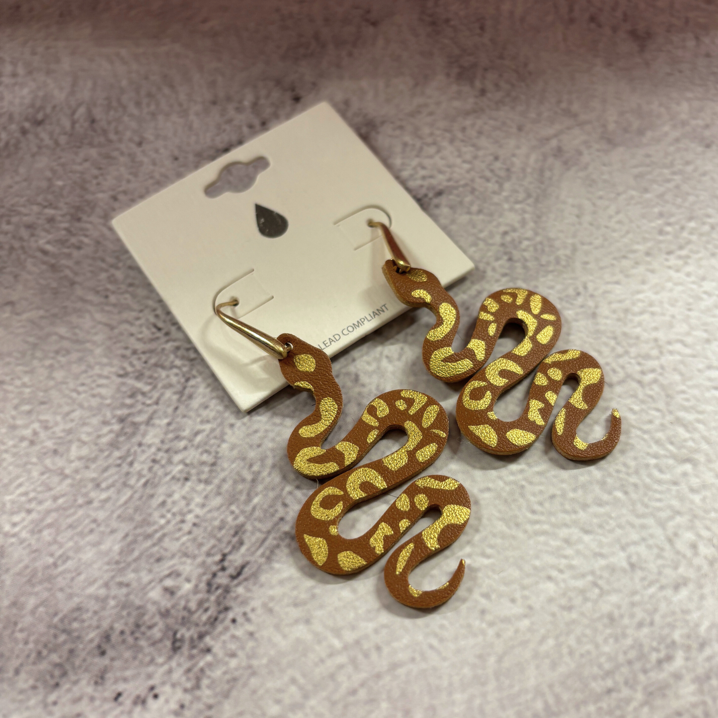 Snake Hook Dangle Statement Earrings | Brown and Jet Black Serpent Earrings