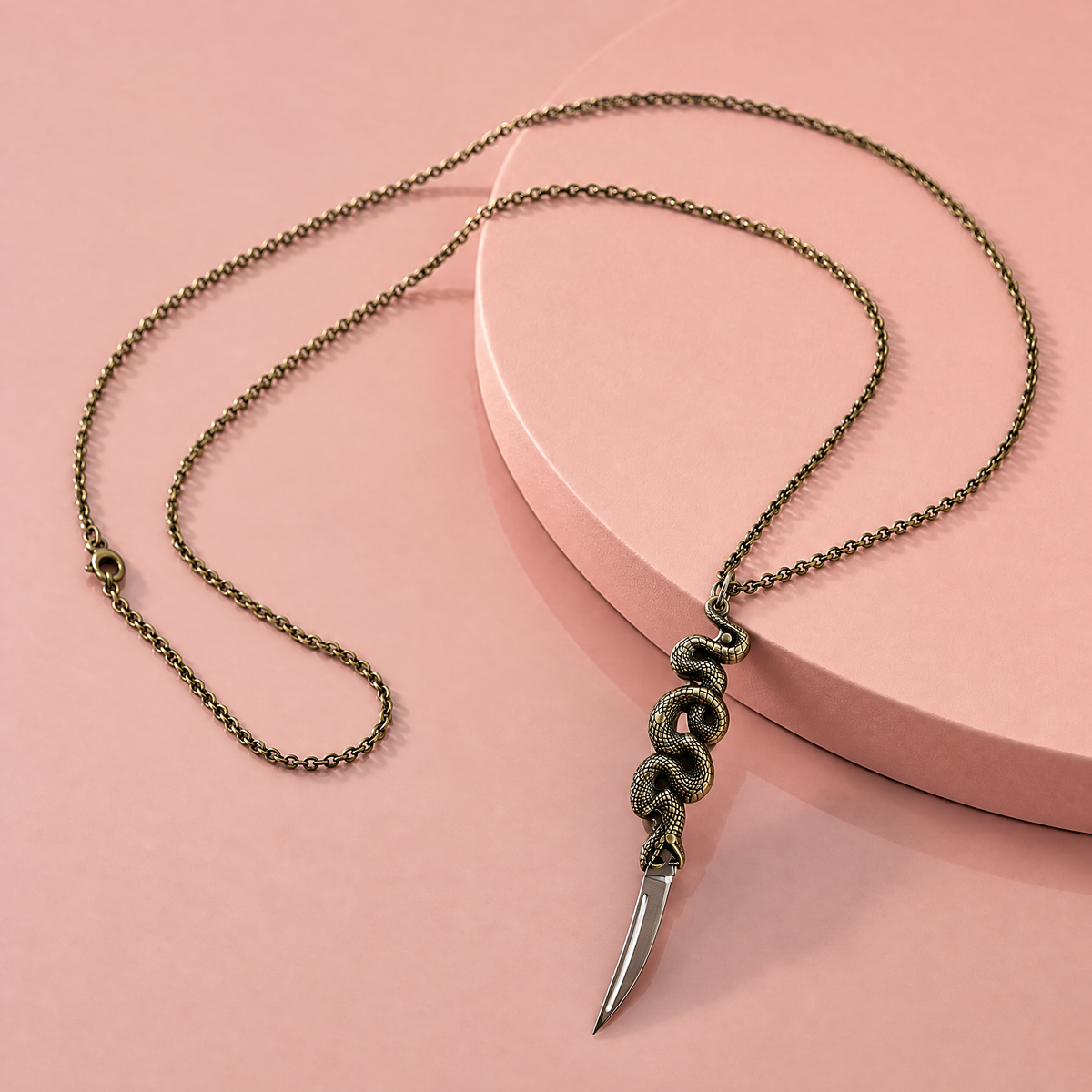 Snake Knife Necklace in Bronze | Folding Knife Pendant | GetBullish