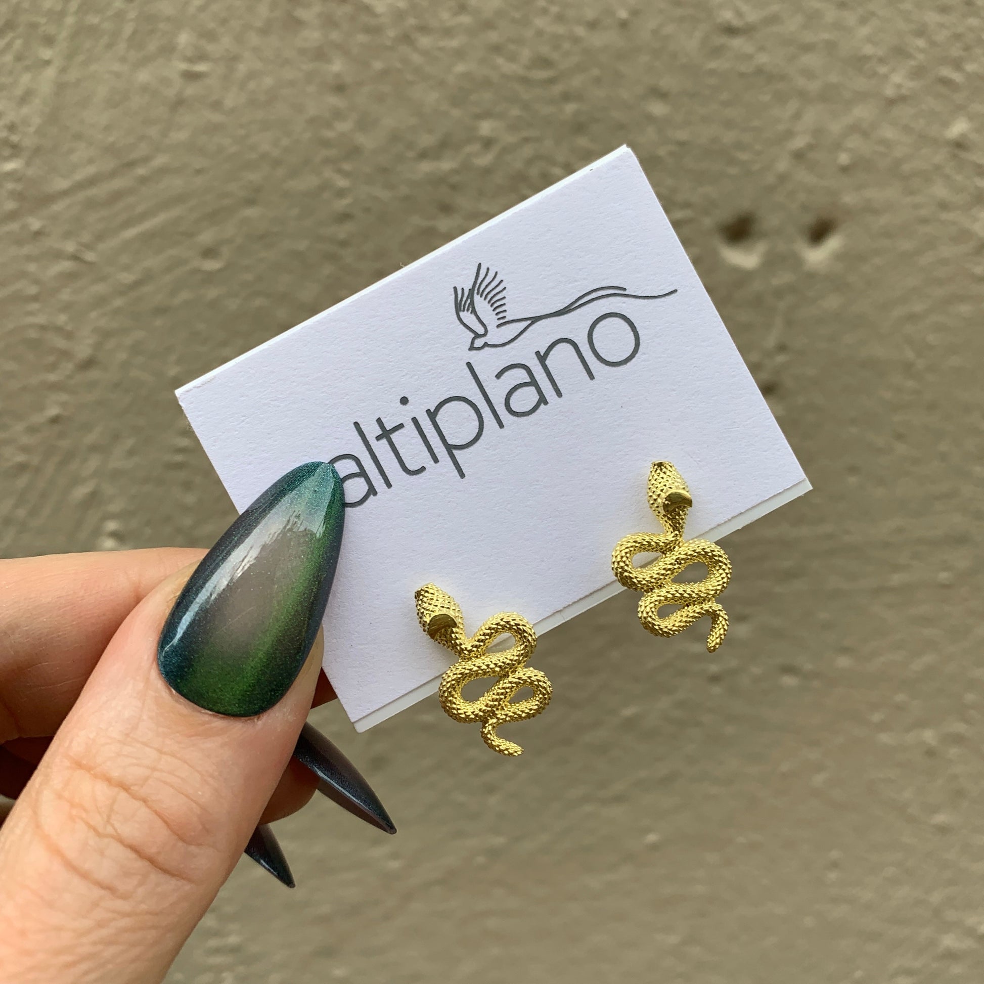 Snake Post Earrings in Gold | Fair Trade Handmade in Guatemala