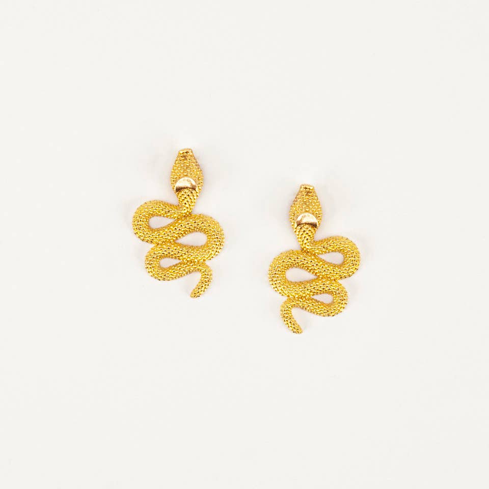 Snake Post Earrings in Gold | Fair Trade Handmade in Guatemala