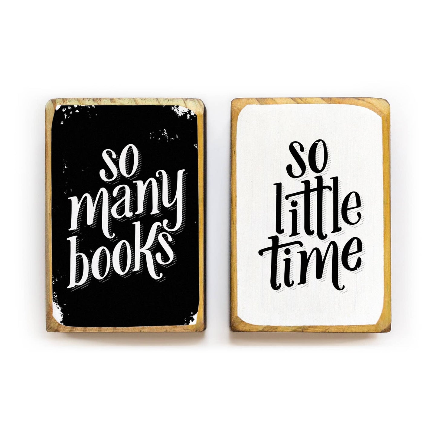 So Many Books So Little Time Handmade Wood Bookend Set