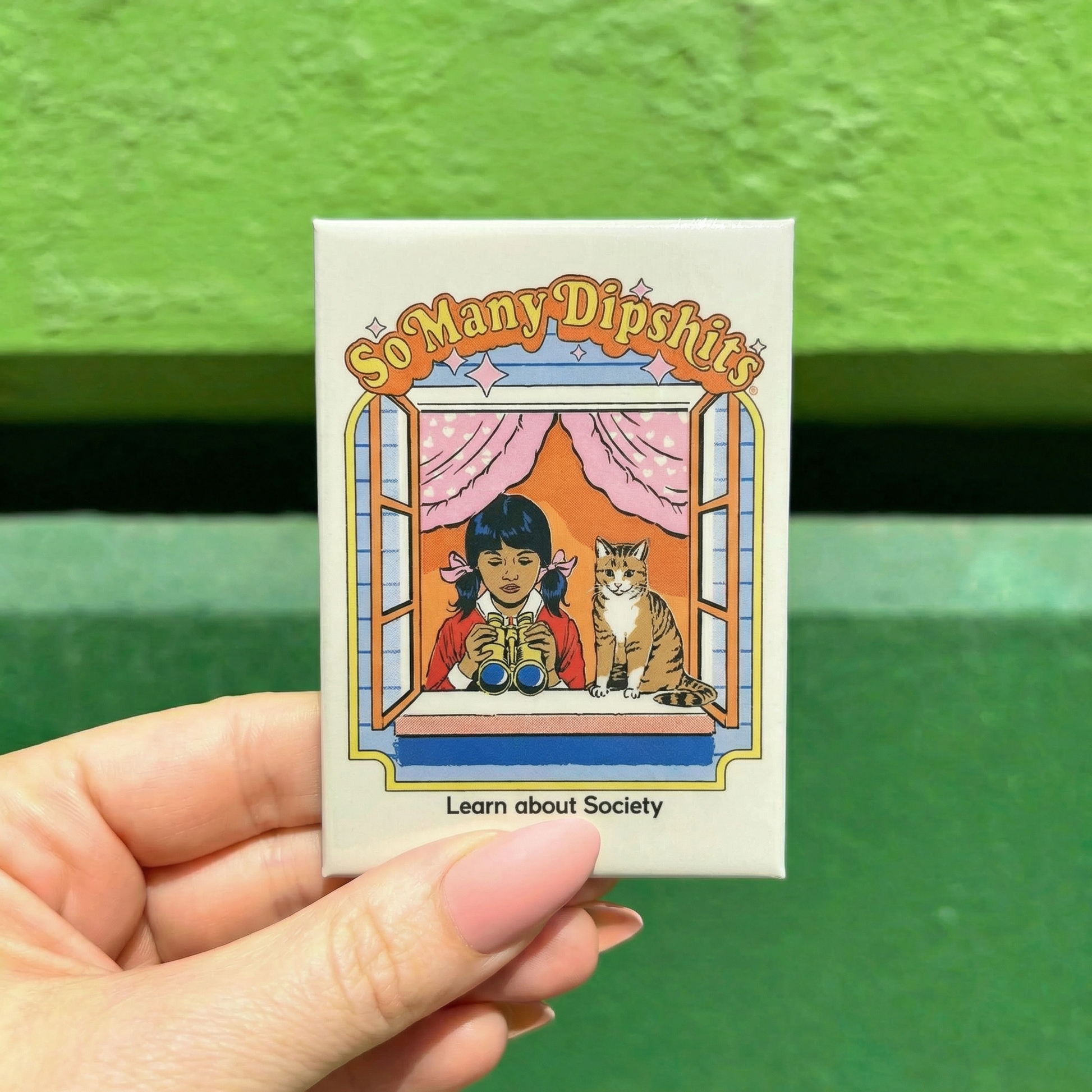 So Many Dipshits - Learn About Society Fridge Magnet | '80s Children's Book Style Satirical Art by Steven Rhodes | 2.5" X 3.5"