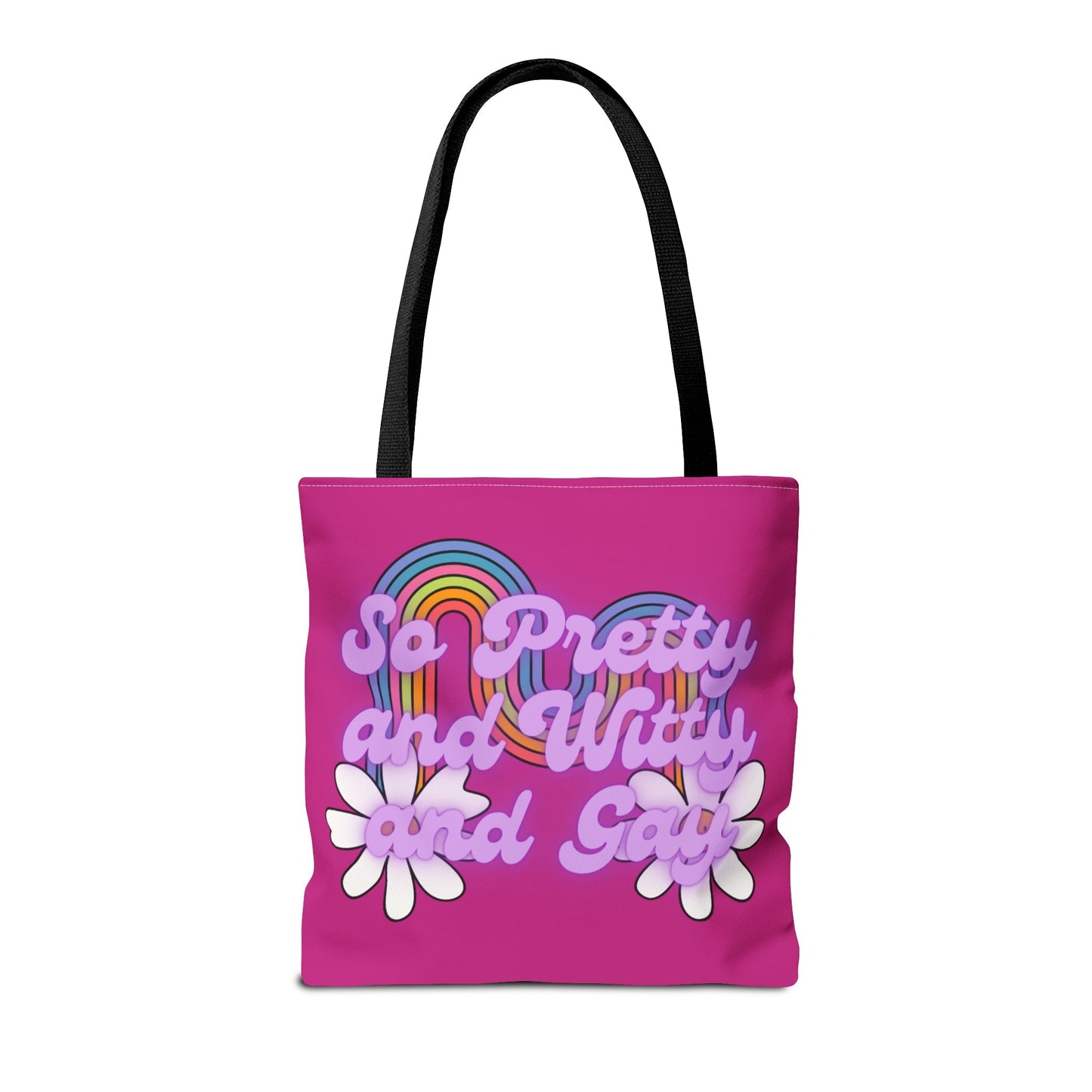 So Pretty and Witty and Gay LGBT Tote Bag in Pink | 16" x 16"