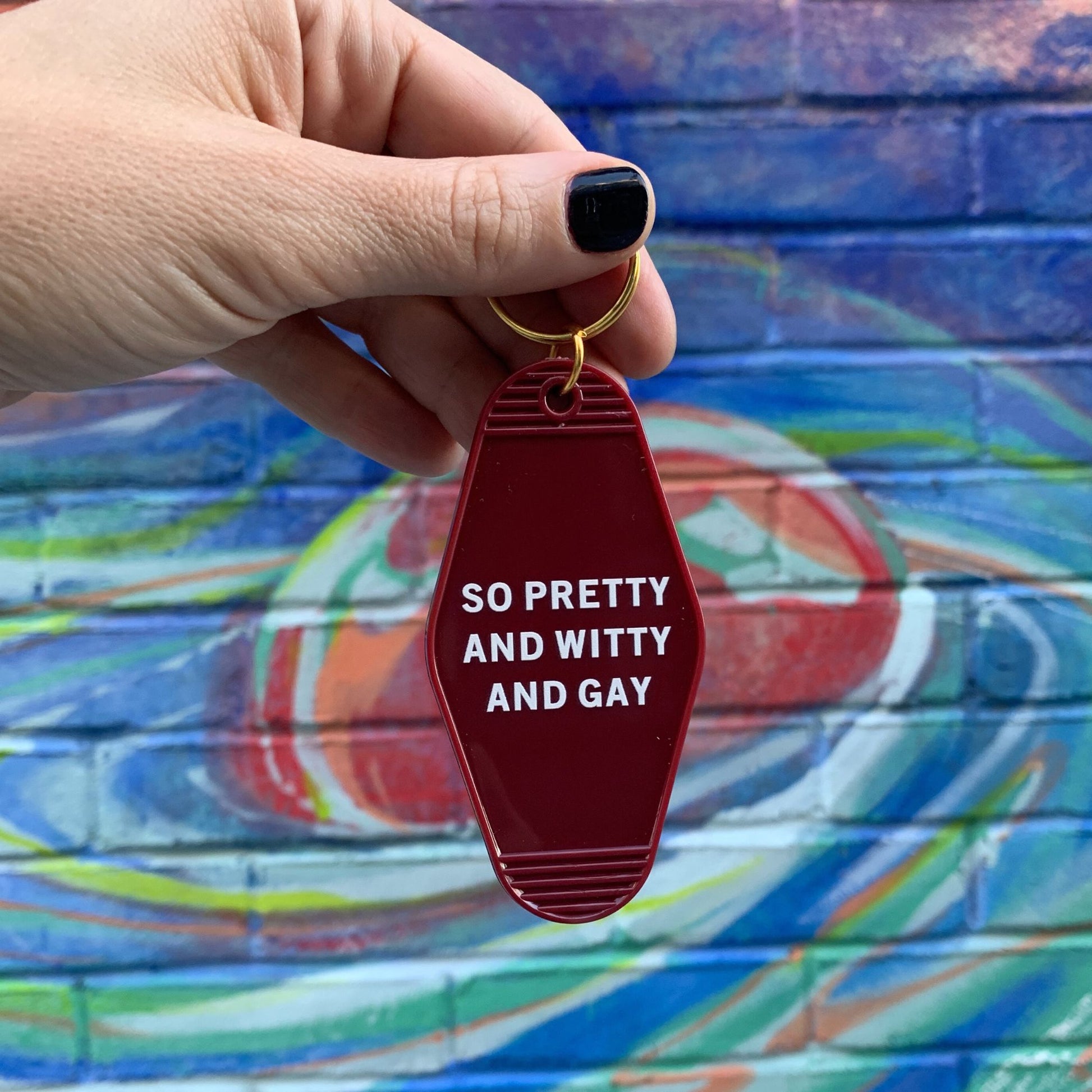 So Pretty and Witty and Gay Motel Style Keychain in Red