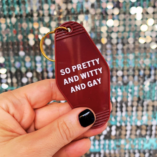 So Pretty and Witty and Gay Motel Style Keychain in Red