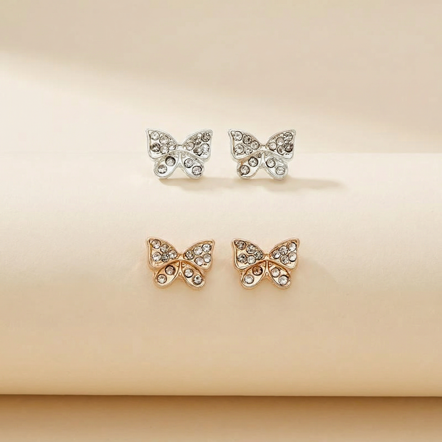 Social Butterfly Double Earring Set in Silver and Gold