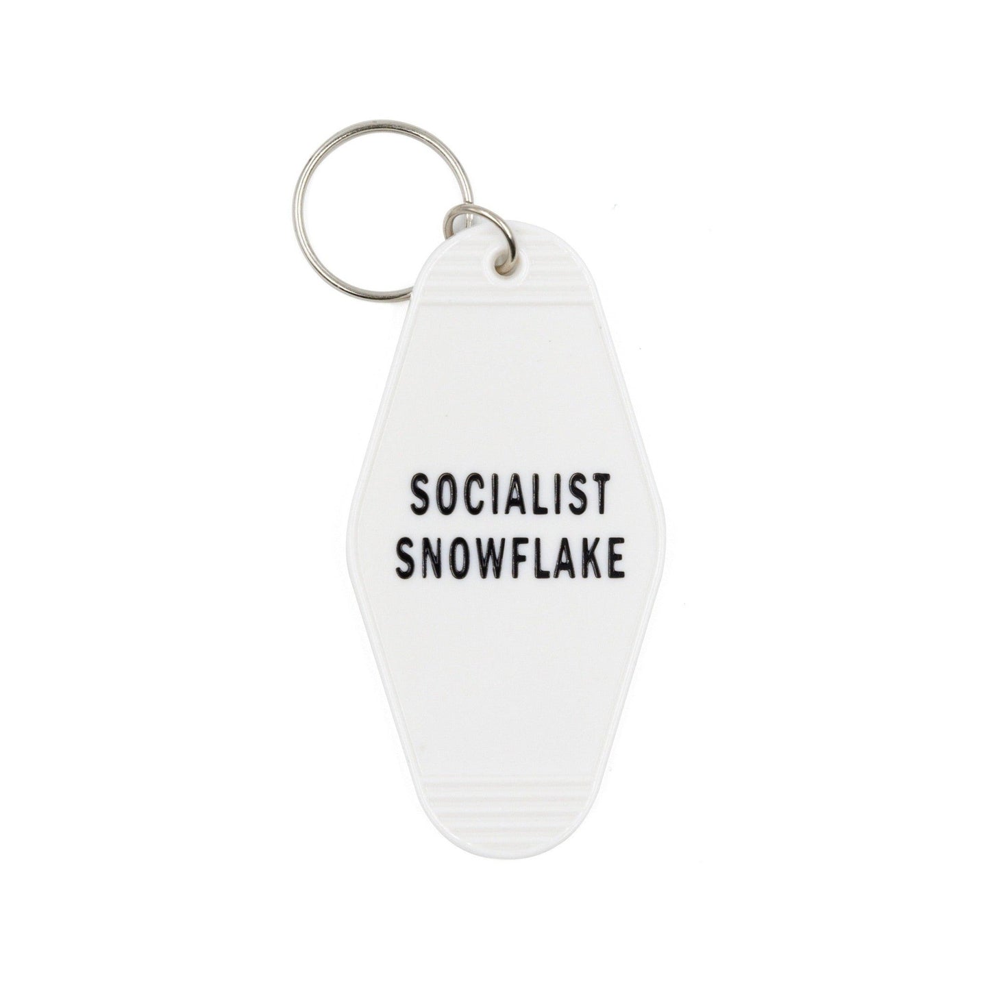 Socialist Snowflake White Motel Style Keychain