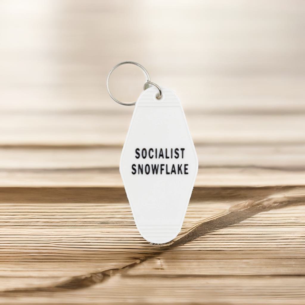 Socialist Snowflake White Motel Style Keychain