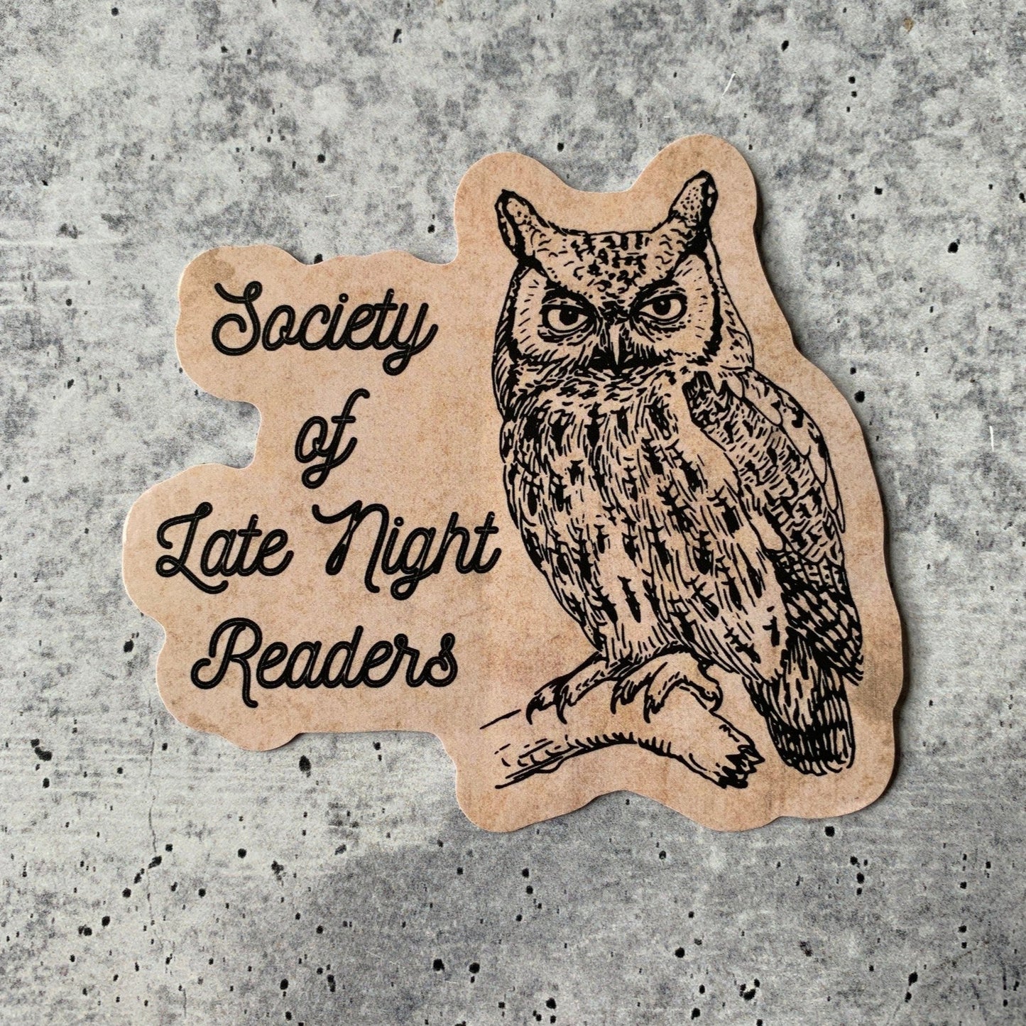 Society Of Late Night Readers Die Cut Owl Vinyl Sticker
